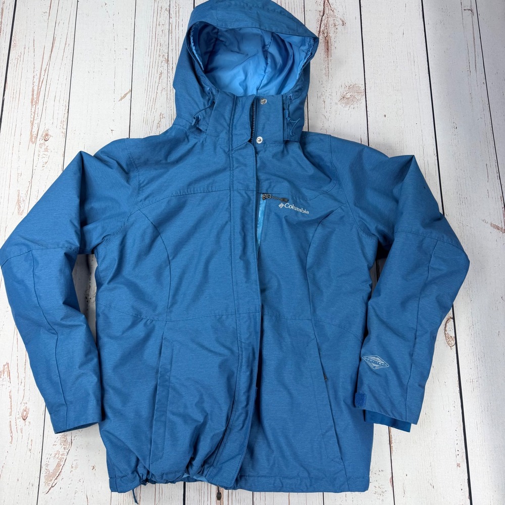 Columbia Omni-Tech Omni-Heat Blue Waterproof Hooded Jacket SL4054 Women Large